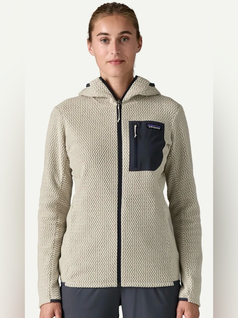 Patagonia R1 Air Fleece Full-Zip Hoody Jacket Womenās XL Wool White Brand New